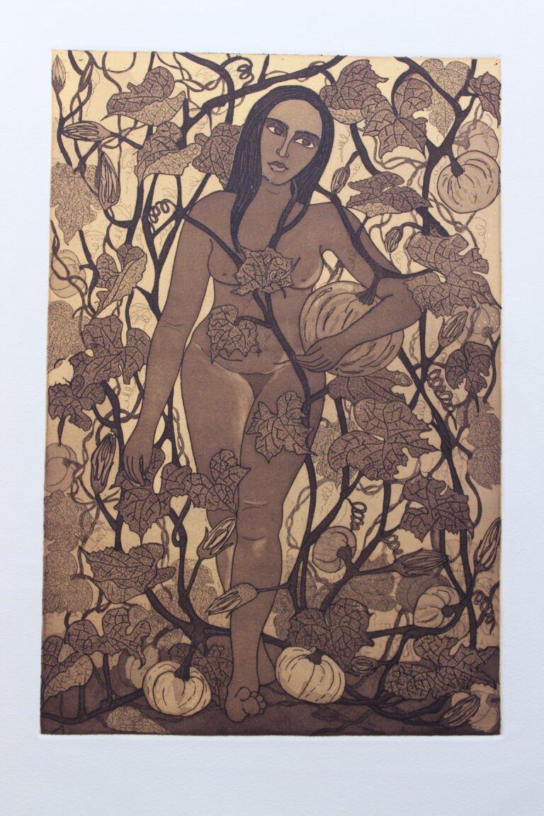 Title: Nature a beautiful trap 2
Size: 10 x 14.5 inch
Medium:Etching
Year: 2014
